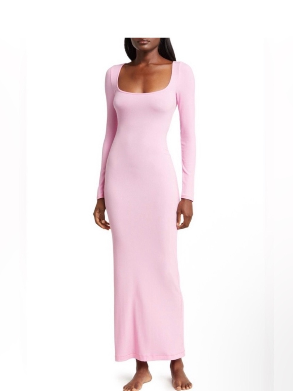 SKIMS women’s Soft Lounge Long Sleeve ribbed Dress Cotton Candy Sz medium new
